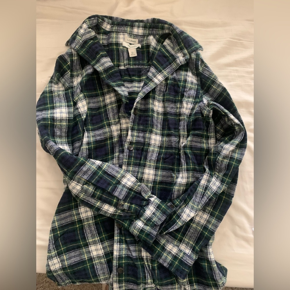 L.L bean green flannel